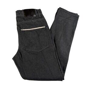 Kayden.K Jeans Mens 30x30 Charcoal Gray Tapered Selvedge Denim Zip Back Pockets